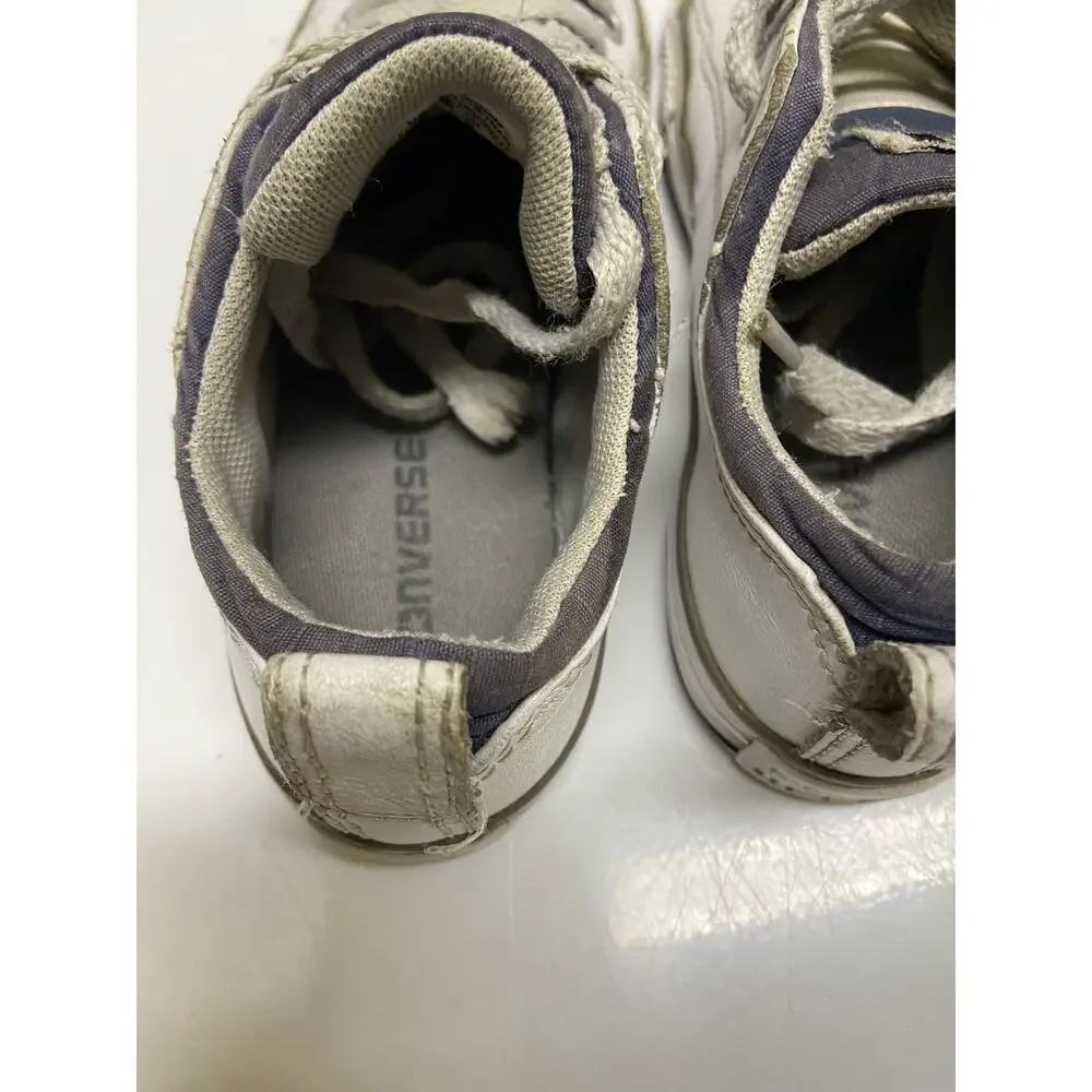 Converse Unisex Kids Shoes Size 12 Gray‎ White Leather Lace Up Ties 637664C